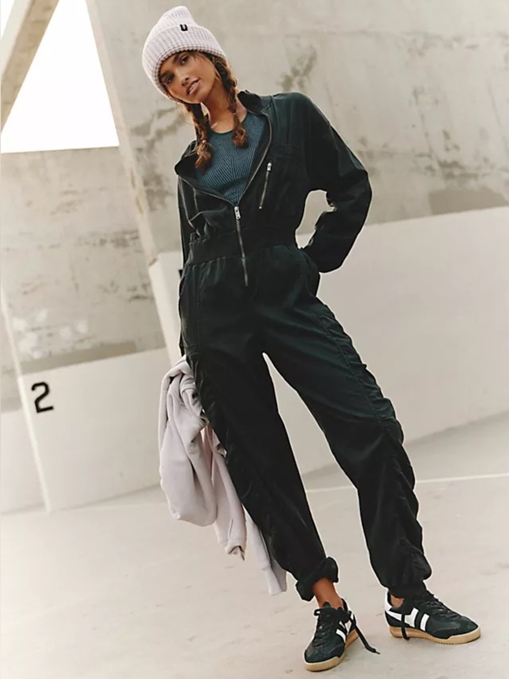 Free People Movement Black Front Row One Piece Jumpsuit Sz S